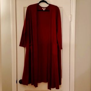 LuLaRoe Sarah Cranberry Long Cardigan Size Large